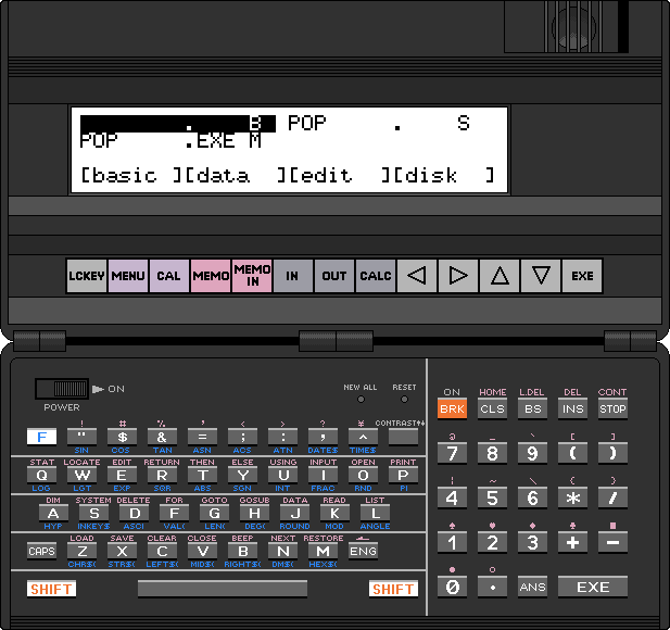 Screenshot of the PB-1000 emulator