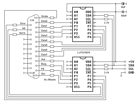 Schemat moduu portu rwnolegego